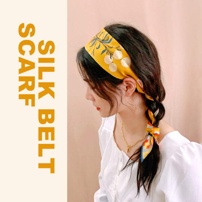 シルク 100% スカーフ アレンジ 頭に巻く