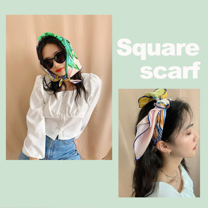 シルク100% スカーフ 頭に巻く