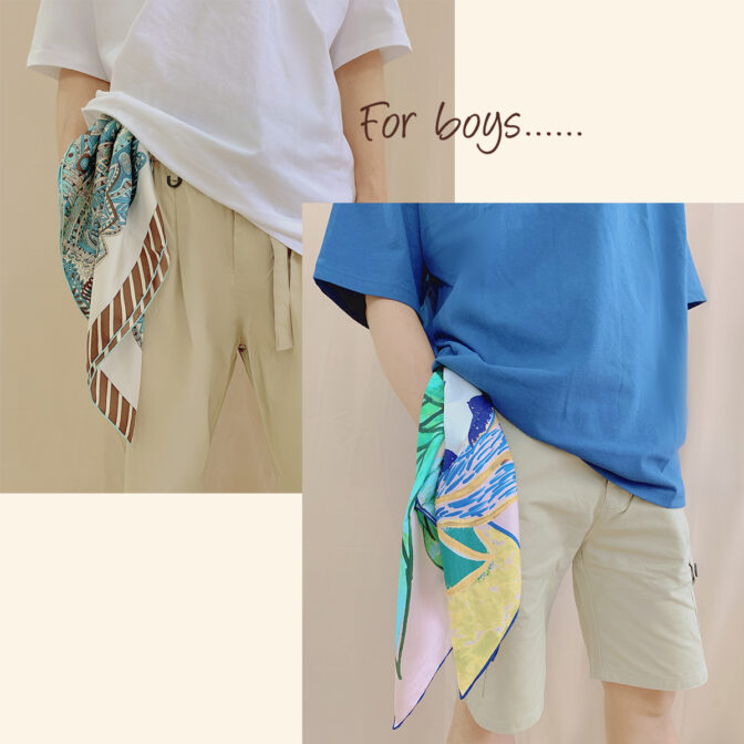 シルク100% スカーフ 腰に巻く メンズ