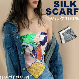 SHAMY MOON シルク  100% スクエアスカーフ　SS001,SS002